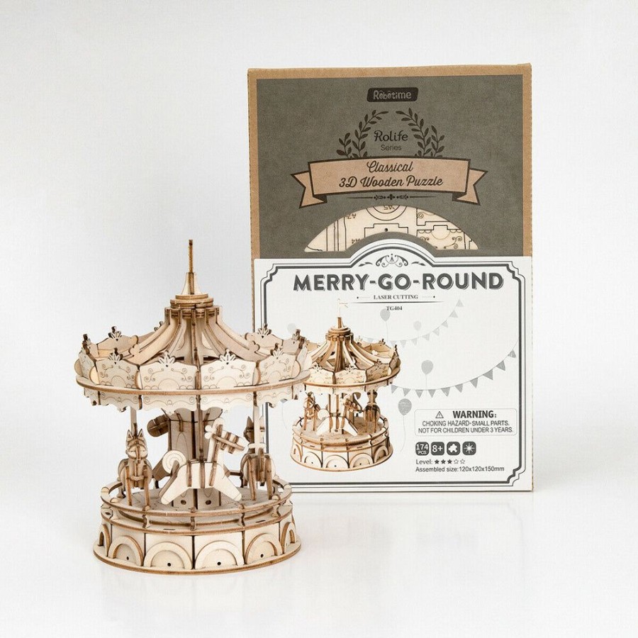 Wooden Toys Robotime | Wooden Merry Go Round Kit