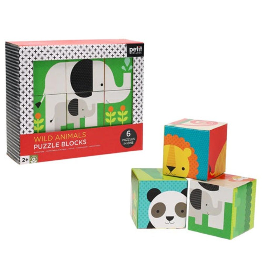 Toys & Games Petit Collage | Wild Animal Puzzle Blocks